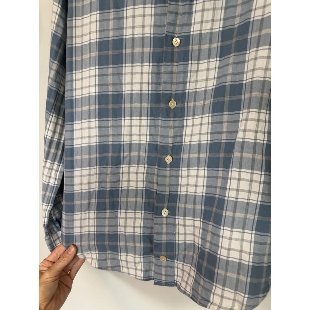 Eleventy Dandy Shirt - Denim Plaid Button Down Women's Size S New $398 View 2